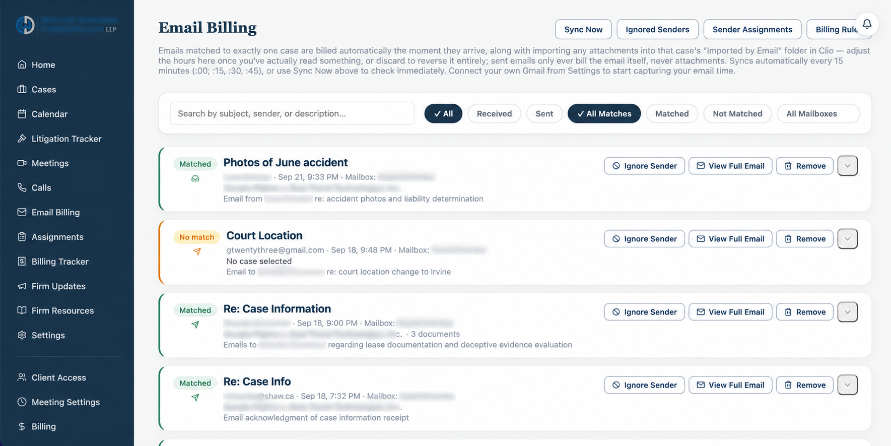 FirmRx email intelligence interface